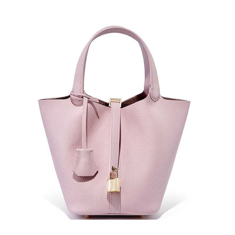 Bucket Bag Vegetable Basket Leather Handbag |PRUSES-13