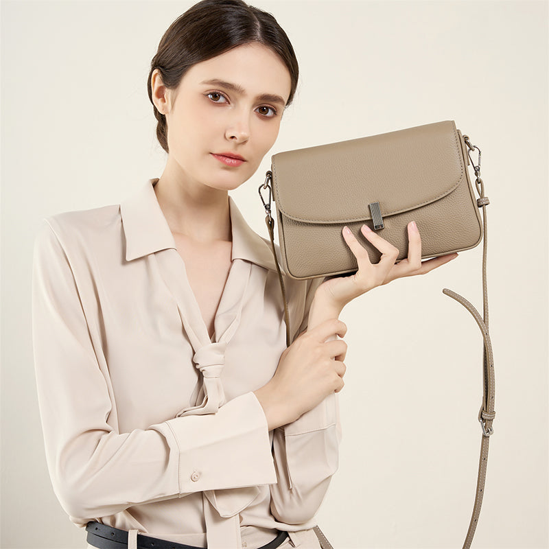 Women's gray Genuine cowhide Leather Crossbody Bags