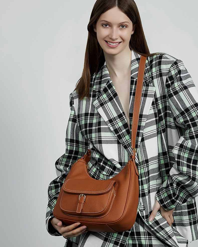 Women's Genuine Leather Shoulder Bag with Pocket | PRUSES