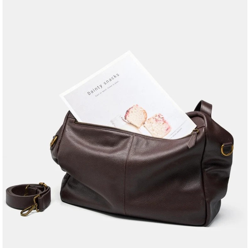 coffee Leather Soft Minimalist Casual Tote Bag