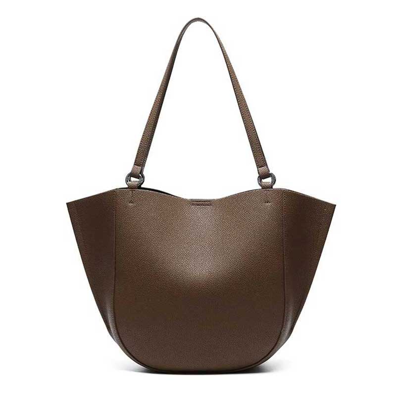 coffee Genuine Leather Tote Bag