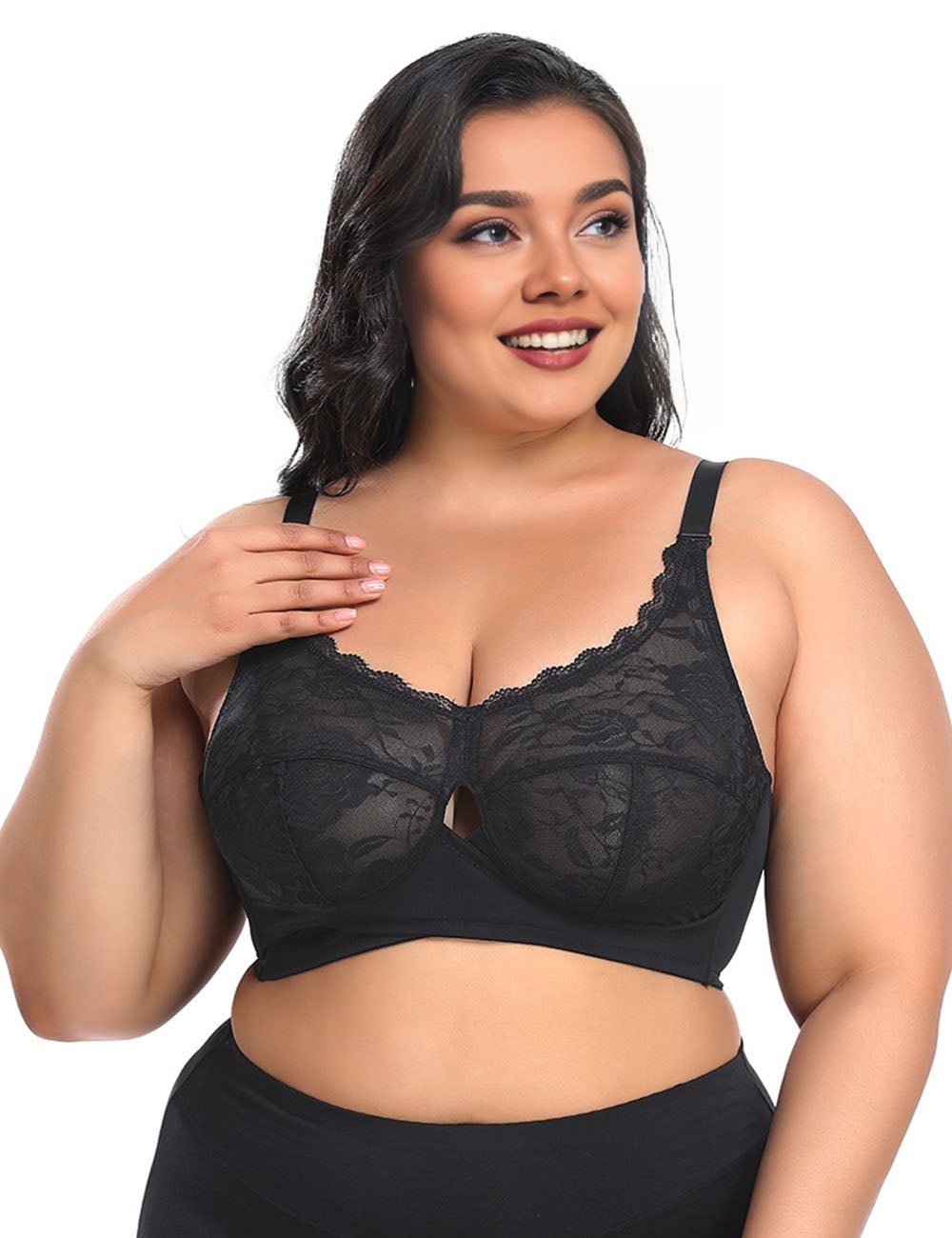 Women Plus Size Wire Free Full Coverage Cup Lace Thin Bra | PRUSES - PRUSES