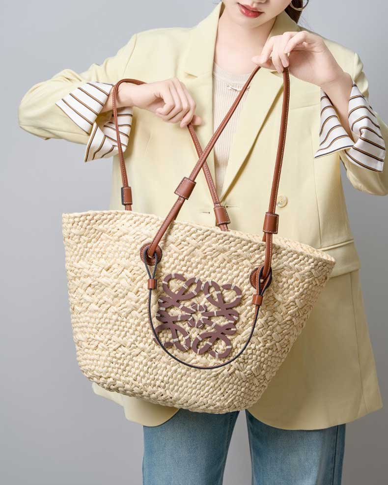 Women's Handwoven Straw Tote Bag Large Summer Beach Bag
