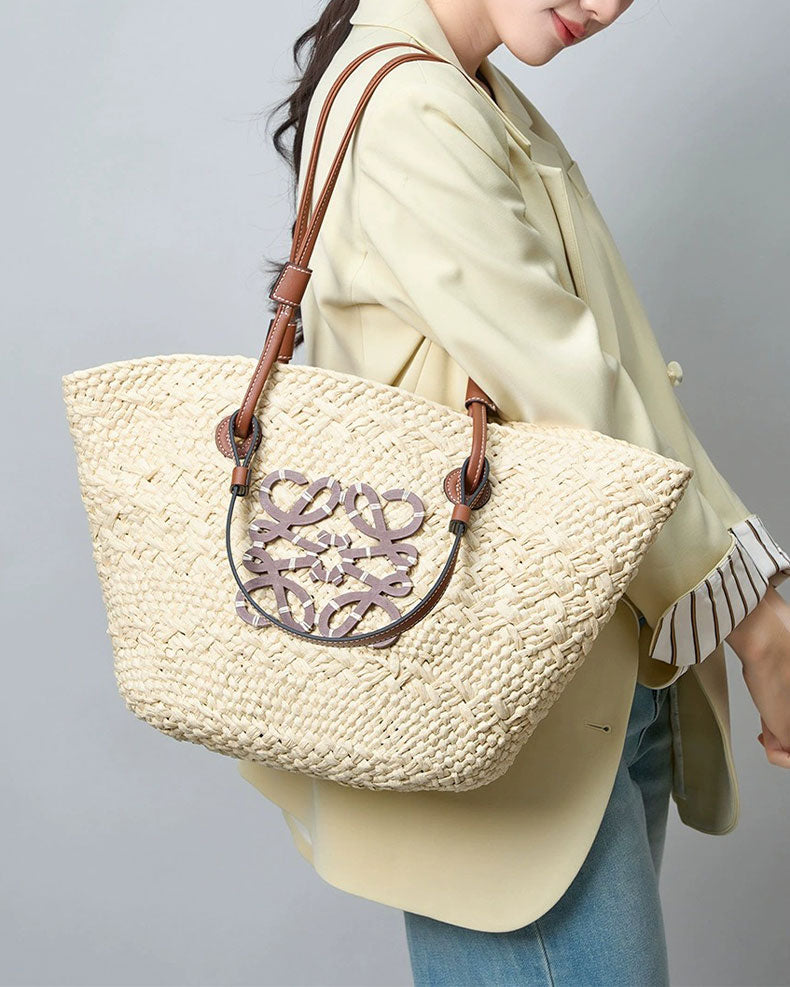Women's Straw Woven Vacation Tote Bag