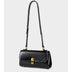 Black Leather Flap Shoulder Bag Elegant Crossbody Purse with Buckle