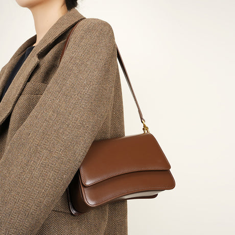 Brown Leather Shoulder Flap Mini Bag Crossbody Purses-3