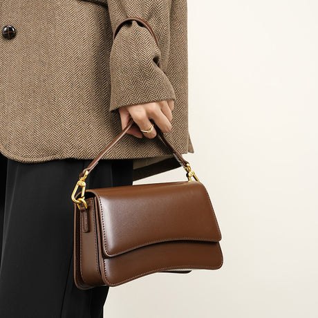 Brown Leather Shoulder Flap Mini Bag Crossbody Purses-4