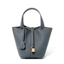 Bucket Bag Vegetable Basket Leather Handbag |PRUSES-11