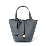 Bucket Bag Vegetable Basket Leather Handbag |PRUSES-11