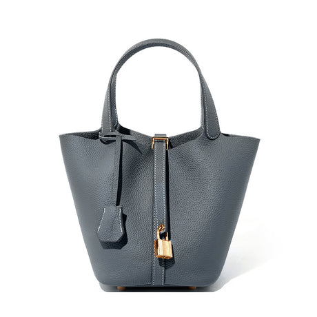 Bucket Bag Vegetable Basket Leather Handbag |PRUSES-11