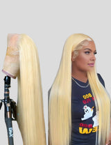 Honey Blonde Wig Straight Hair Wigs HD Transparent 13x4 Lace Front Wigs 613 Long Human Hair Wig 40 Inch-1