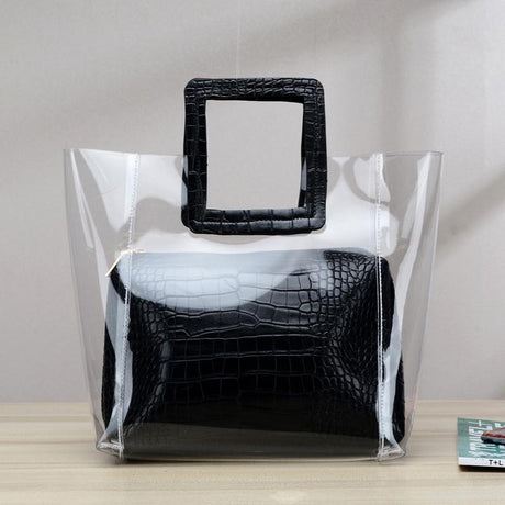 Summer_Clear_Beach_Tote_with_Black_PU_Reptile_1