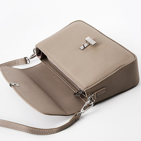 Women's gray Genuine Leather Crossbody Bags Square Flap 