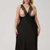 Women Plus Size Black Lace Trim Cut-Out Satin Nightgown