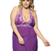 Women Plus Size Floral Embroidery Halter Babydoll-3