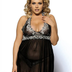 Women Plus Size Floral Embroidery Halter Babydoll