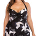 Women Plus Size Floral Ruffle Tummy Control Swimsuit-5