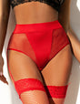 Women Plus Size High Waist Lace Belt Side Mesh Garter Belts-8