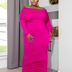 Women Plus Size Knit Neck Gathered Maxi Dress-3