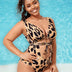 Women Plus Size Leopard Point One-Piece Swimsuit-2