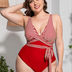 Women Plus Size Paneled Slim Strap One-Piece Swimsuit-10