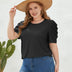 Women Plus Size Round Neck Pleated Short Sleeve T-shirt | PRUSES-6