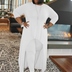 Women Plus Size Solid Color Round Neck Two-Piece Dress