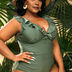 Women Plus Size V Neck One Piece Swimsuit Ruffled Lace Up Monokini-6