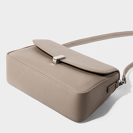 Women's gray Genuine Leather  Square Flap Shoulder Bag