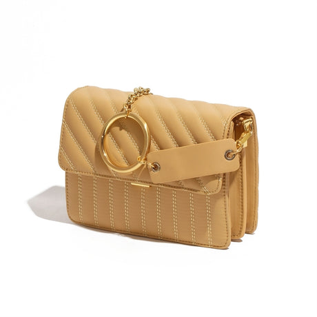 Women's Leather Quilted Flap Square Chain Shoulder Bag