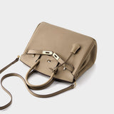 gray Full-Grain Leather Top-Handle Bag