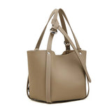 gray Genuine Leather Bucket  Bag 