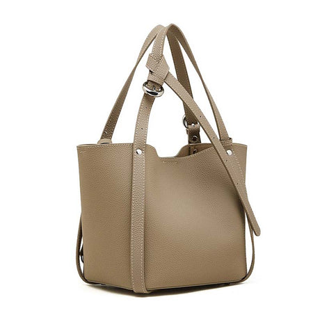 gray Genuine Leather Bucket  Bag 