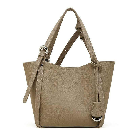 gray Genuine Leather Bucket Tote Bag