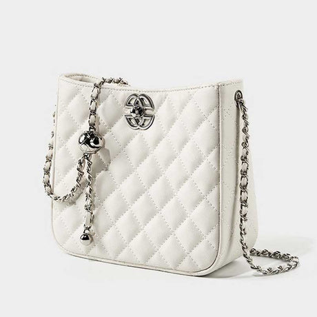 white Leather Chain Bag Quilted Crossbody Bag