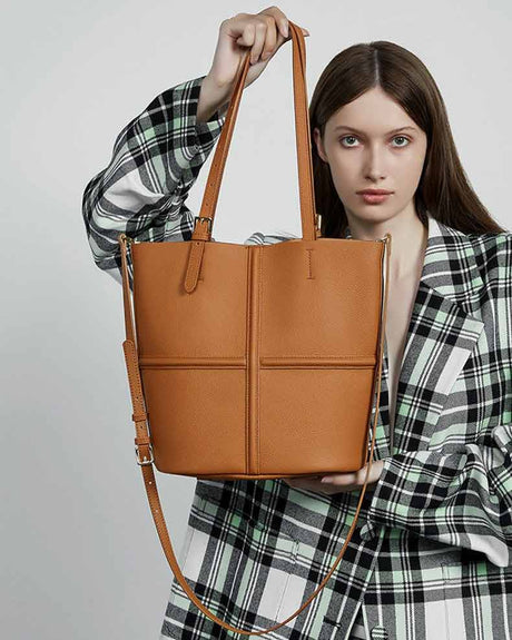 Women's brown Genuine Leather  Tote Bag