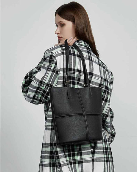 Women's black Genuine Leather  Tote Bag 