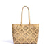 beige Genuine Leather Floral Cutout Tote Bag