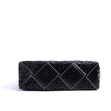 Black Genuine Leather Floral Cutout Tote Bag bottom