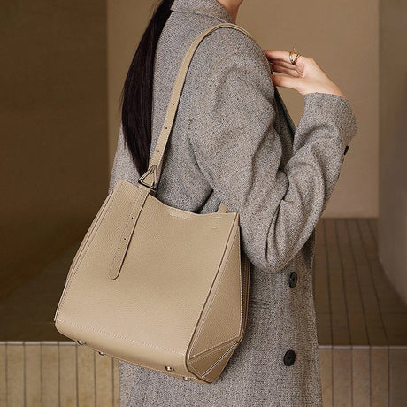 Women's gray Genuine Leather Geometric shoulder Bag