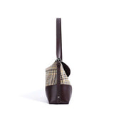 coffee Leather Patchwork Houndstooth Bag side view