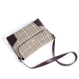 coffee Leather Patchwork Houndstooth Bag 