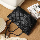 Black quilted handbag with chain strap 