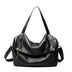 black Genuine Leather Soft Minimalist Casual Tote Bag 
