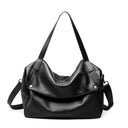 black Genuine Leather Soft Minimalist Casual Tote Bag 