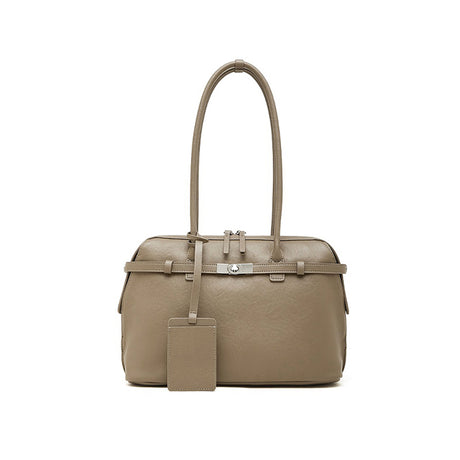 Women's gray Genuine Leather Structured Shoulder Bag 