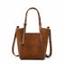 caramel  Genuine Leather & Suede Bucket Bag 