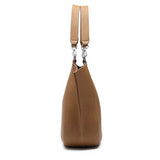 brown Genuine Leather Work Tote Bag side view