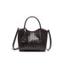 Coffee Genuine Leather Woven Bucket Tote Bag