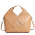 Women's Khaki Genuine Leather Woven Handbag 